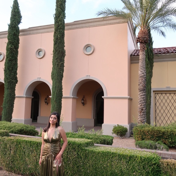 Babyboo Gold Maxi Dress formal gown WORN ONCE - Picture 2 of 2